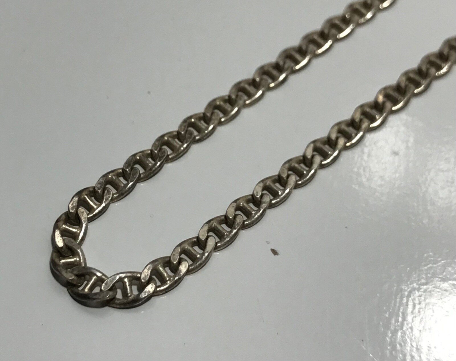 Vintage Sterling Silver 925 Italy Anchor Mariner Link Necklace 18.5~3.20mm
