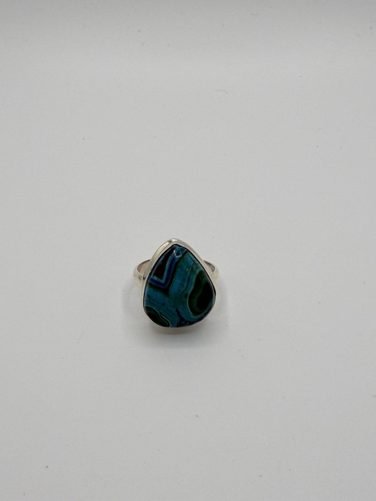 Sterling Silver Ring Chrysocolla Malachite In Vivid Green Chunky 925 Silver Ring