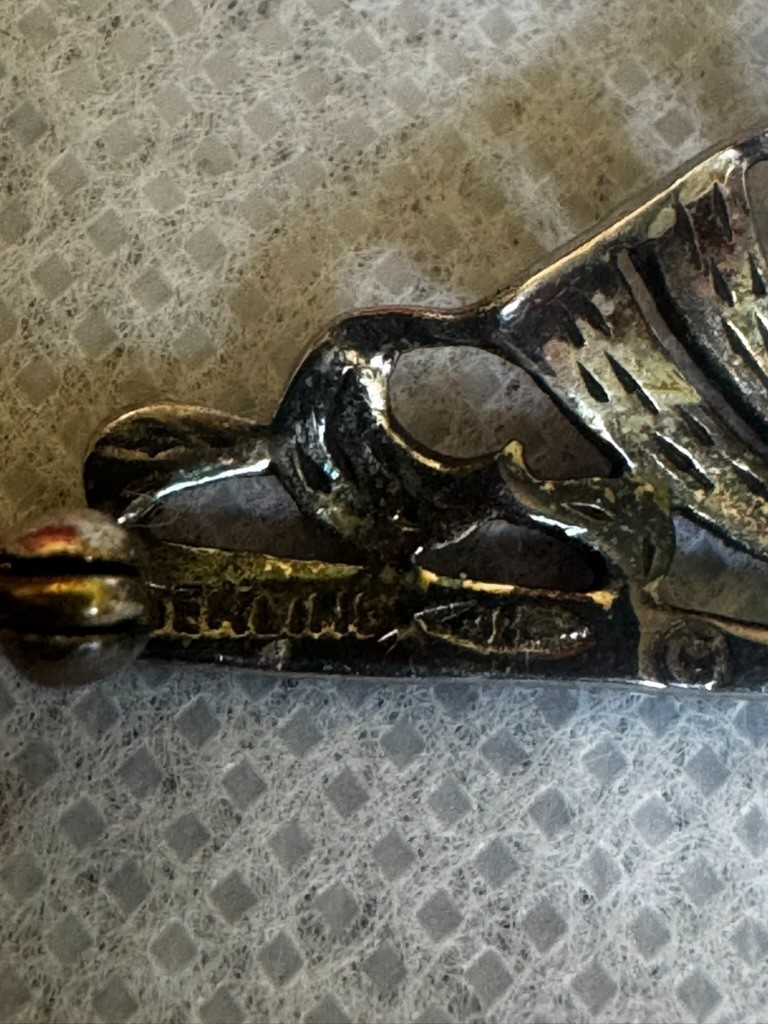 Amazing Art Deco Sterling Silver Marcasite Onyx Pin Brooch