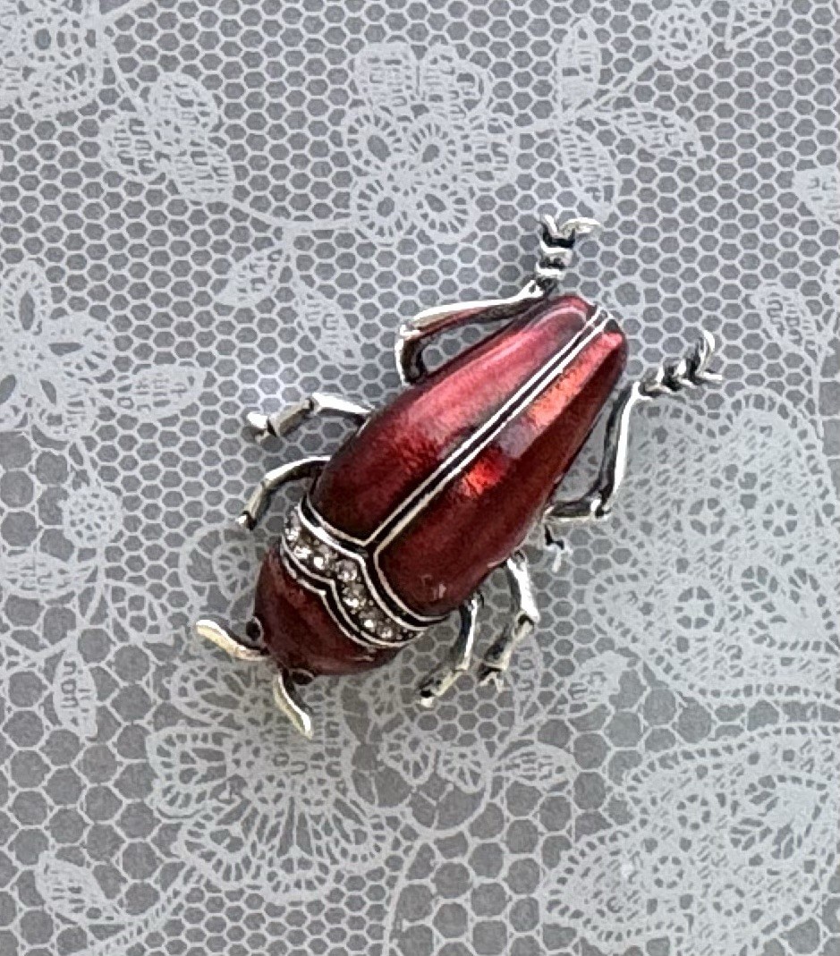 Beetle Insect Brooch enamel on metal