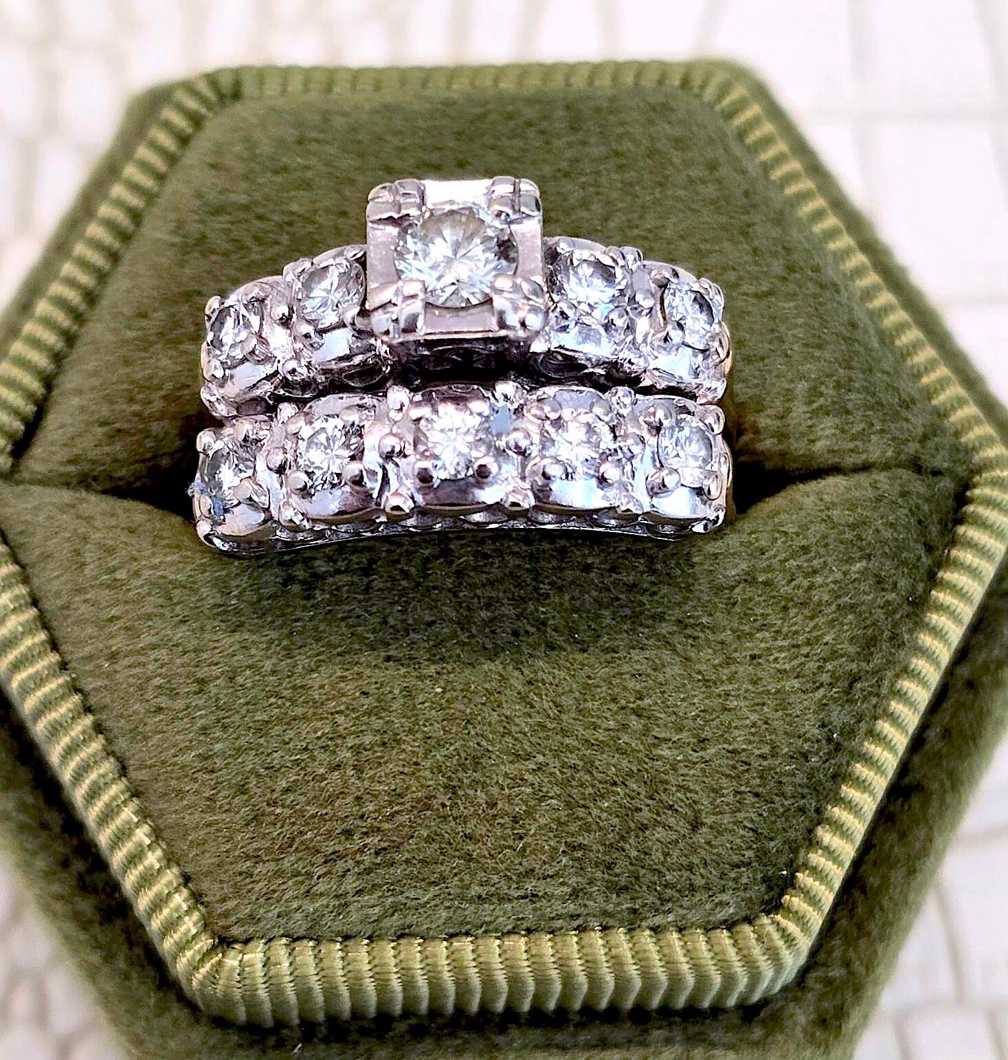 Rare Vintage “Unused” Diamond Ring Set (Approximations) about 1 ct. Size 7.5