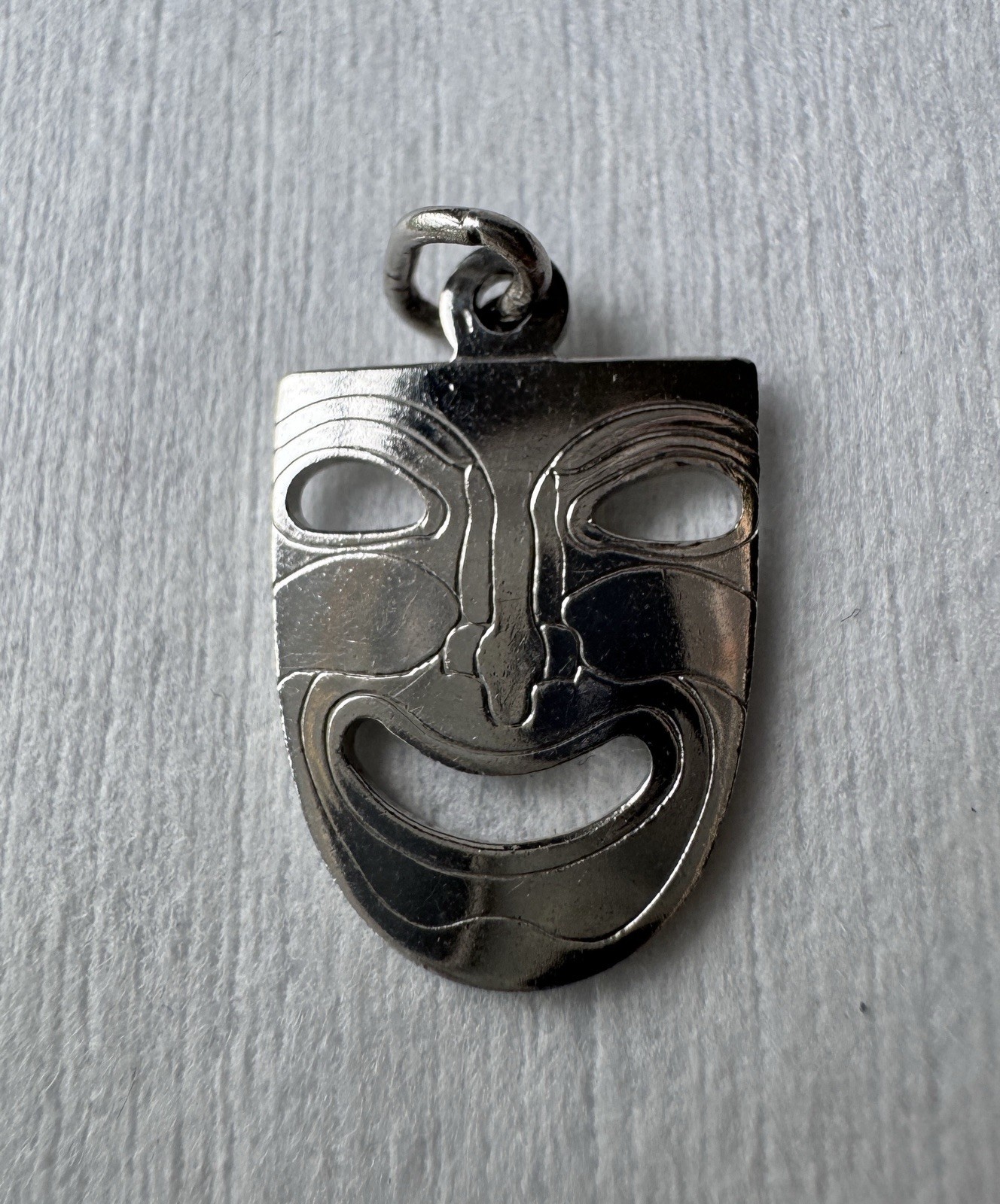 925 Sterling Silver Vintage Sock Buskin Tragedy Comedy Mask Charm Pendant