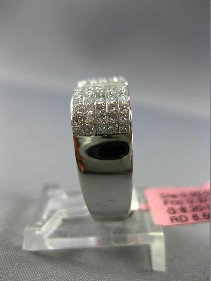 ESTATE WIDE 1.30CT DIAMOND 18KT WHITE GOLD 3D MULTI ROW MILGRAIN RING F/G VS/VVS