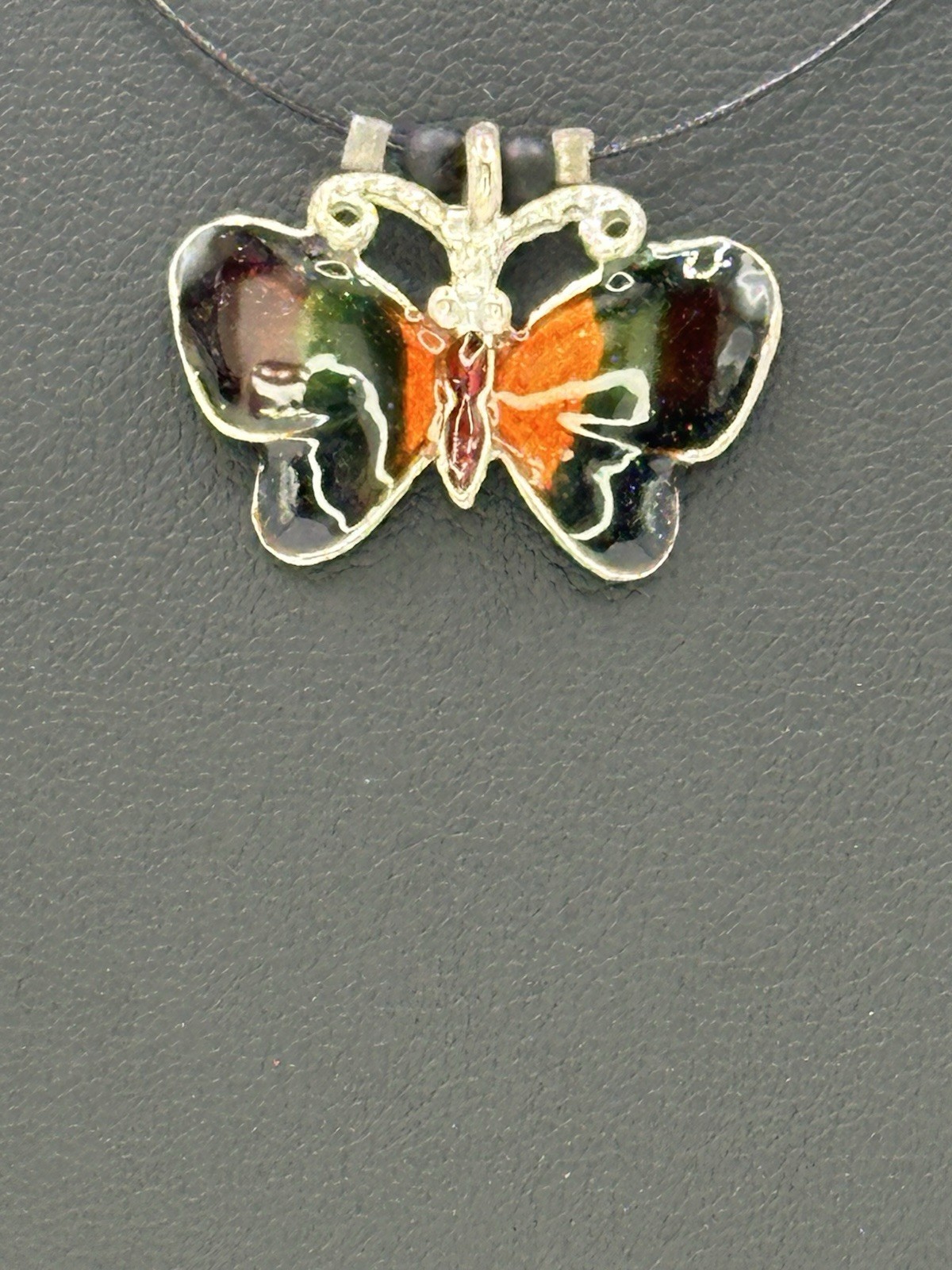 Y2K 2000’s 90’s Wire Cord Necklace With Butterfly Pendant W/ Original Wax Paper