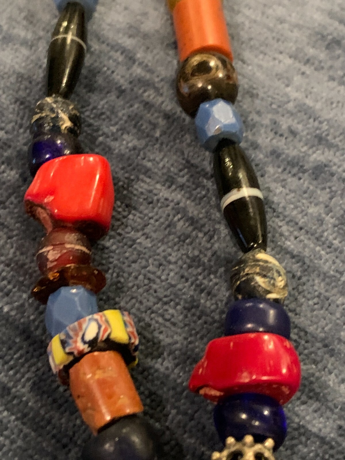 Tibetan and African Trading Beaded Necklace 24″, Antique