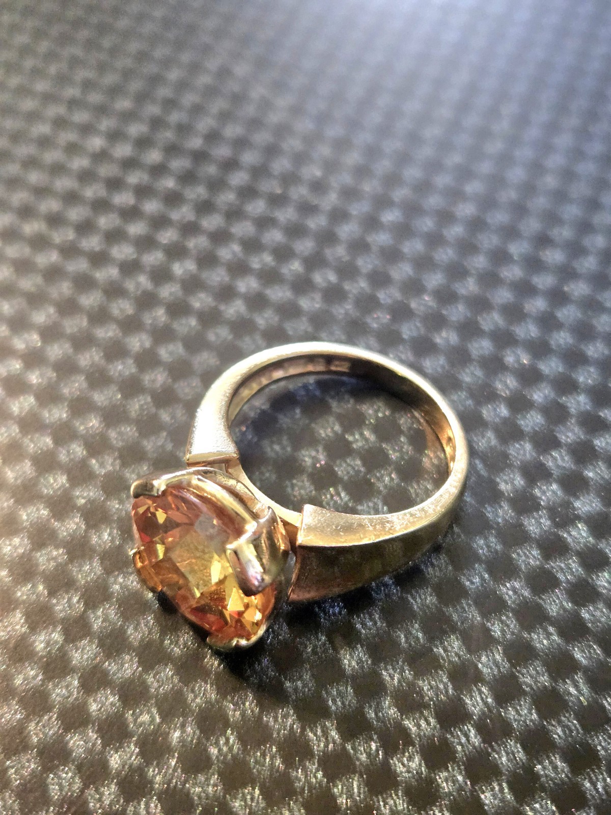 Vintage 925 Sterling Silver CZ Citrine Orange Vermeil Gold Ring Size 6