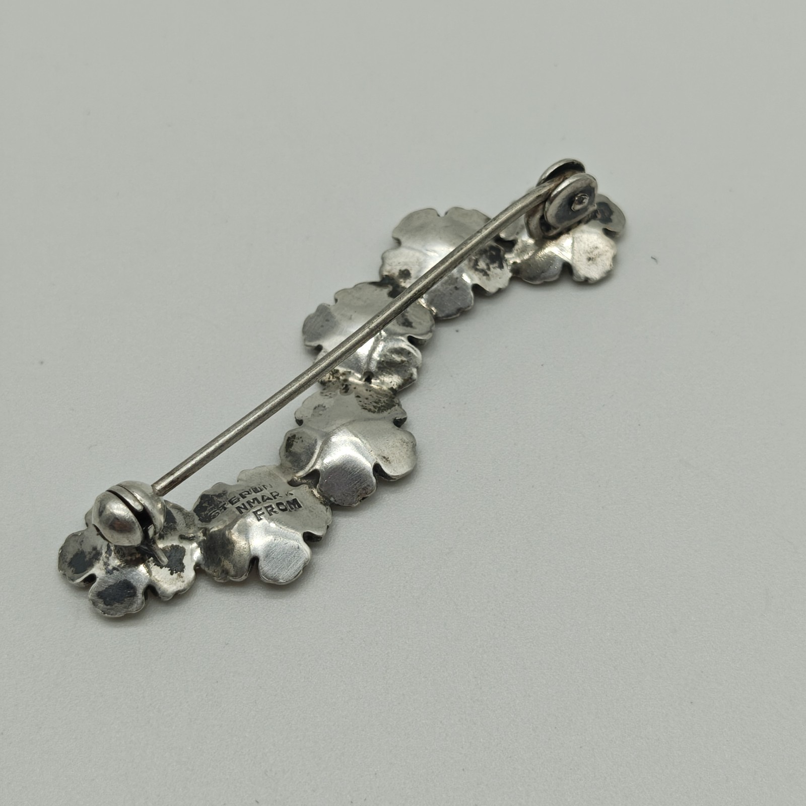 Niels Erik N E From Denmark Sterling Silver 925 Flower Bar Brooch Pin