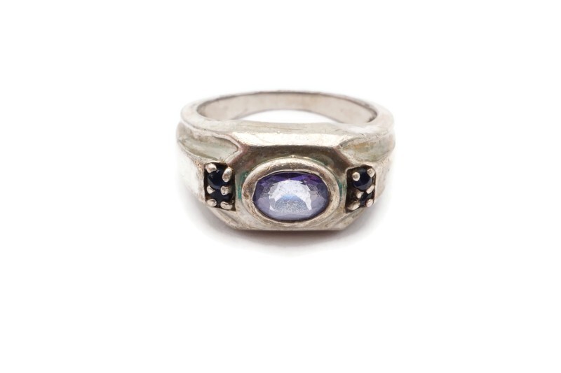 Vintage Sterling Silver 925 Iolite Sapphire Ring Size 9.75 Mens