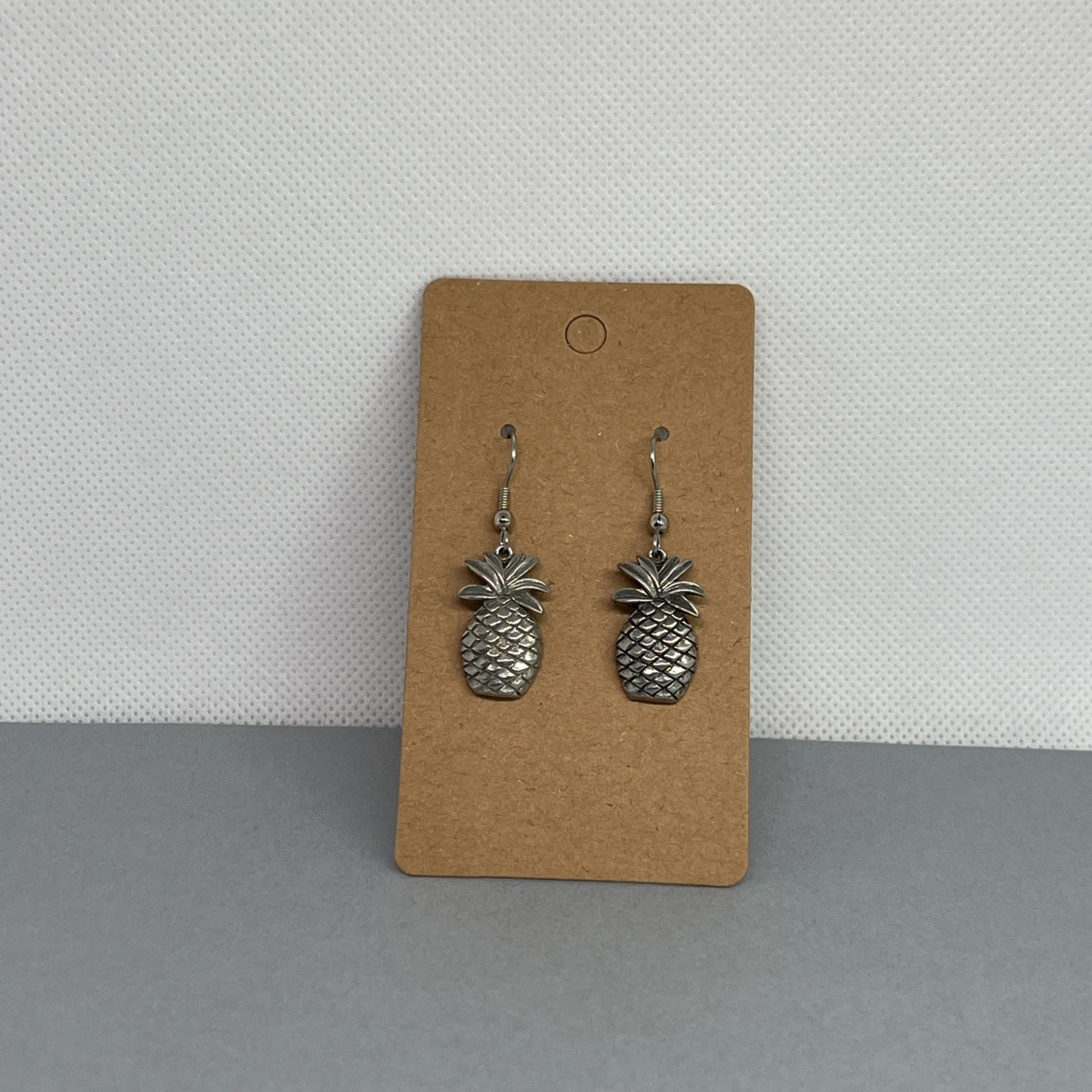 Vintage Signed Jim Clift Handcrafted Pewter Pineapple Pierced Earrings