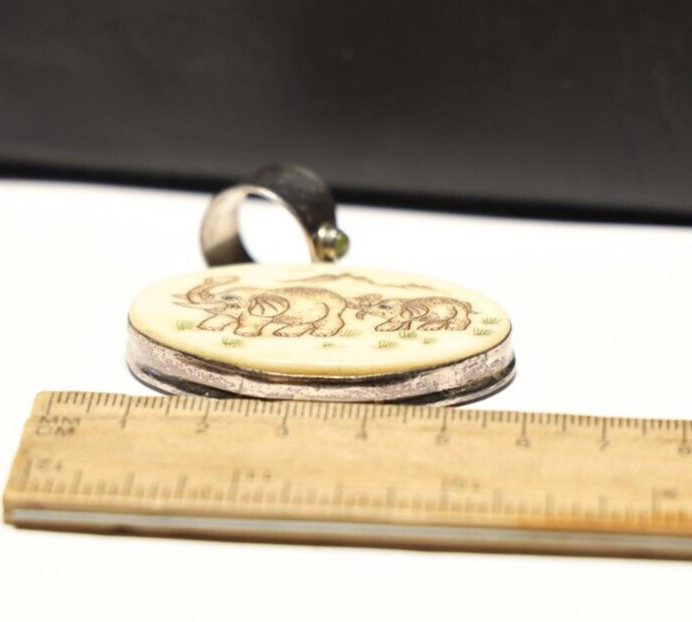 Vintage Sterling Elephant Pendant on Plastic 21.86 Grams Large Bail