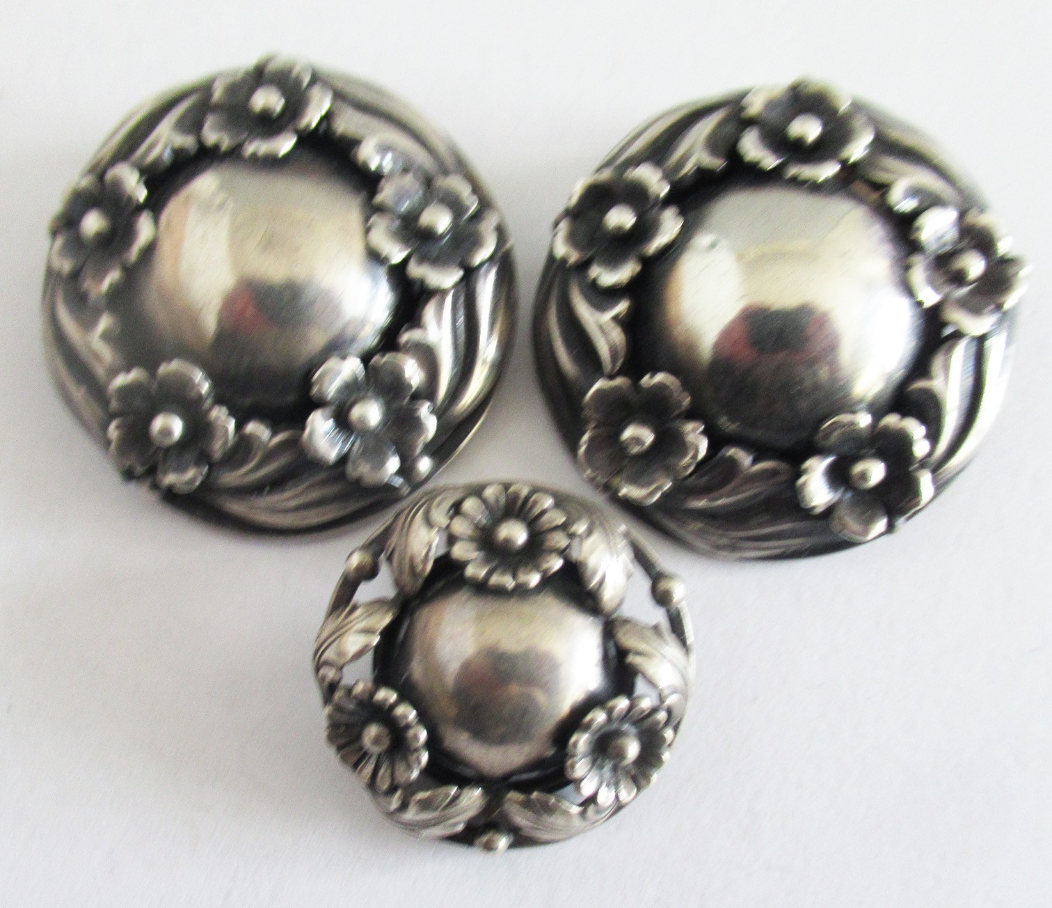 VINTAGE STERLING DENMARK N E FROM DENMARK DRESS CLIP , 1 3/8 INCHES, 12 GRAMS