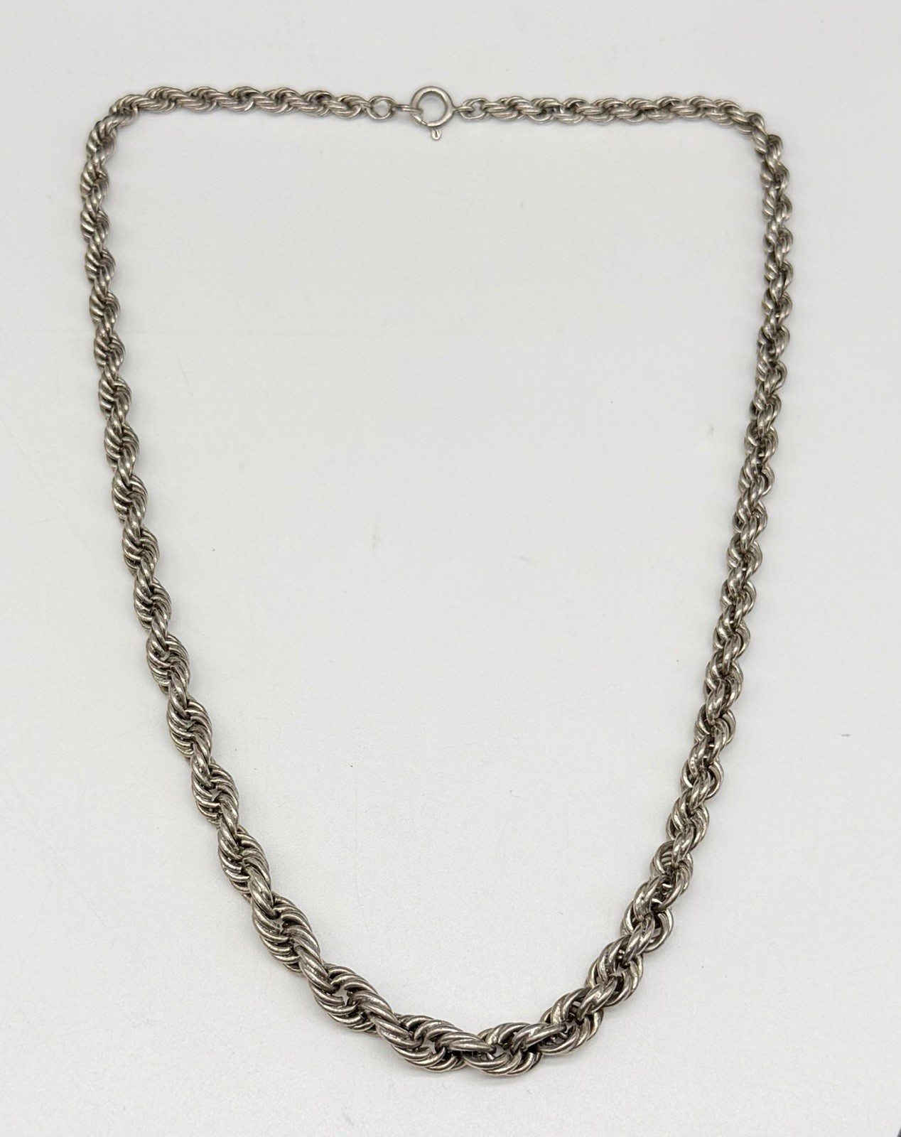Vintage Chunky Sterling Silver 4.3mm-7.5mm Graduated Rope Chain 19″ Necklace 44g