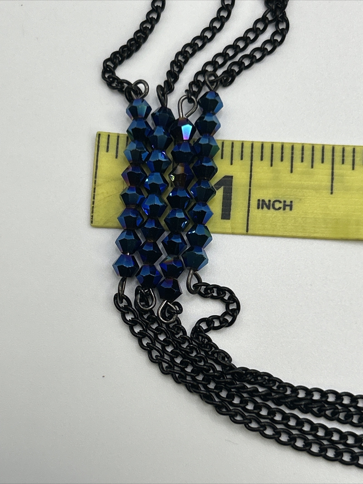Vintage JOAN RIVERS Royal Blue Bead Rhinestone Clip Earrings And Necklace Set