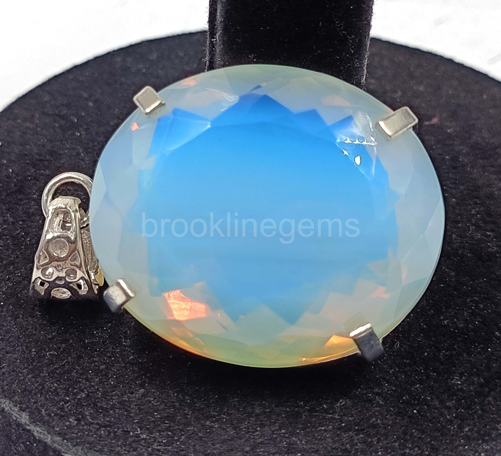Oval Cut 123.60 Ct Blue Opal EGL 925 Solid Silver Pendant Loose Gemstone 5ARE