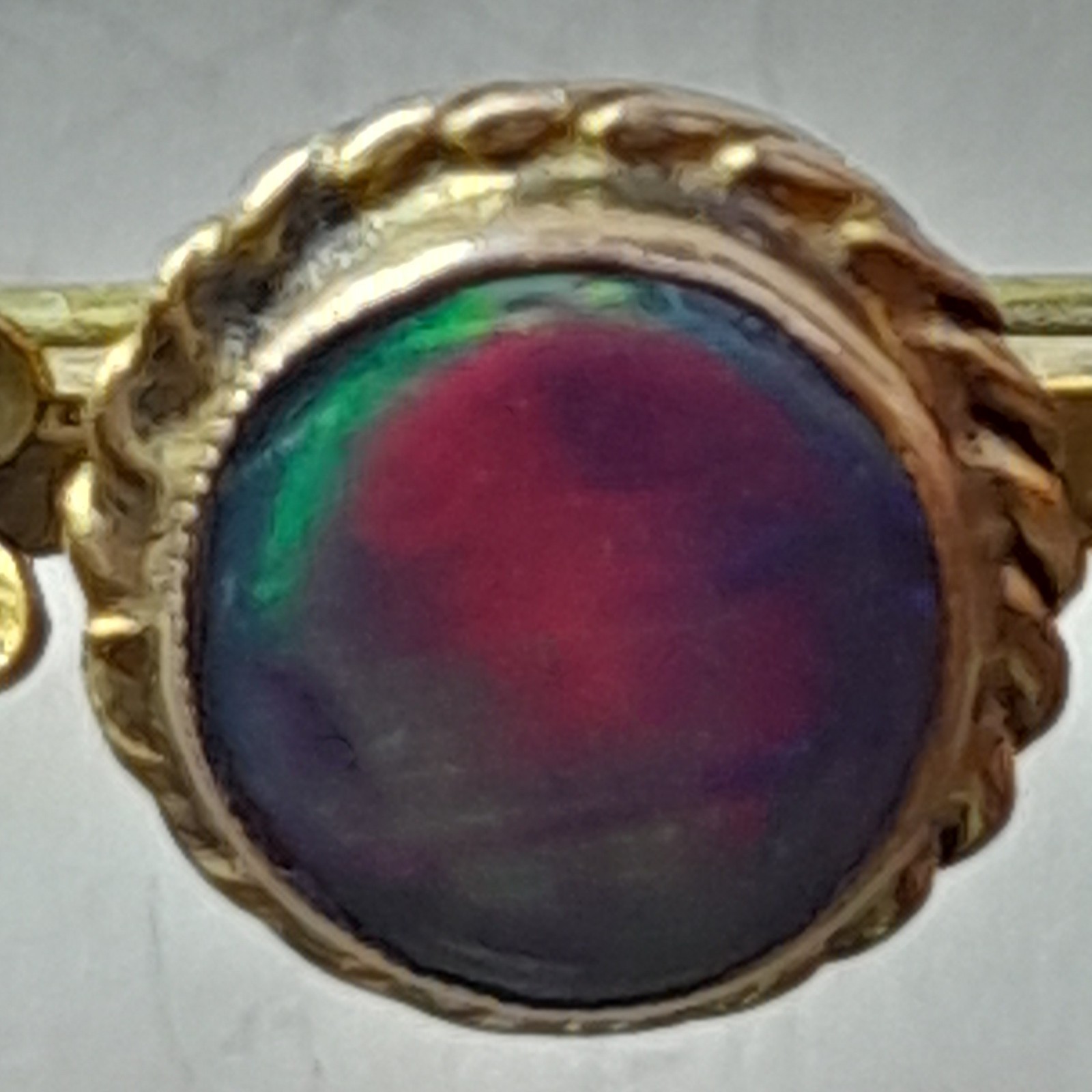 Antique 9ct Gold Black Opal Bar Brooch – Rare Red Fire – Victorian/Edwardian 4.7