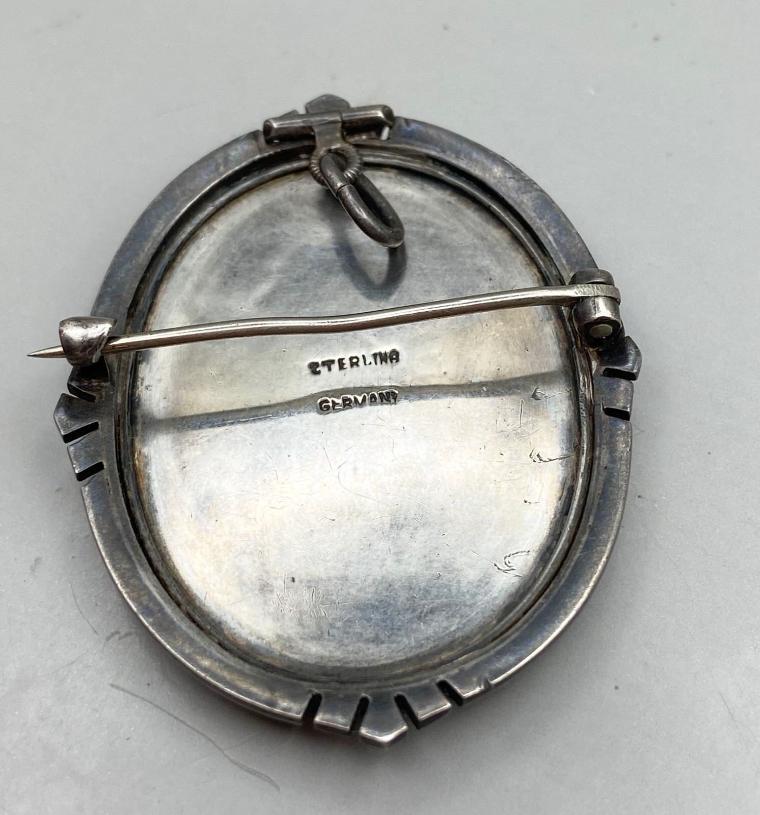 Antique Sterling Portrait Miniature Yong August II the Strong Brooch Pendant