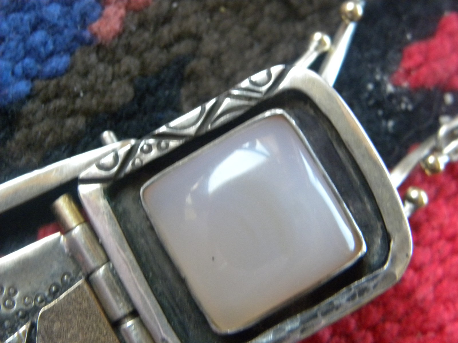 Vintage Sterling silver pendant and chain necklace, abstract design 21″ +