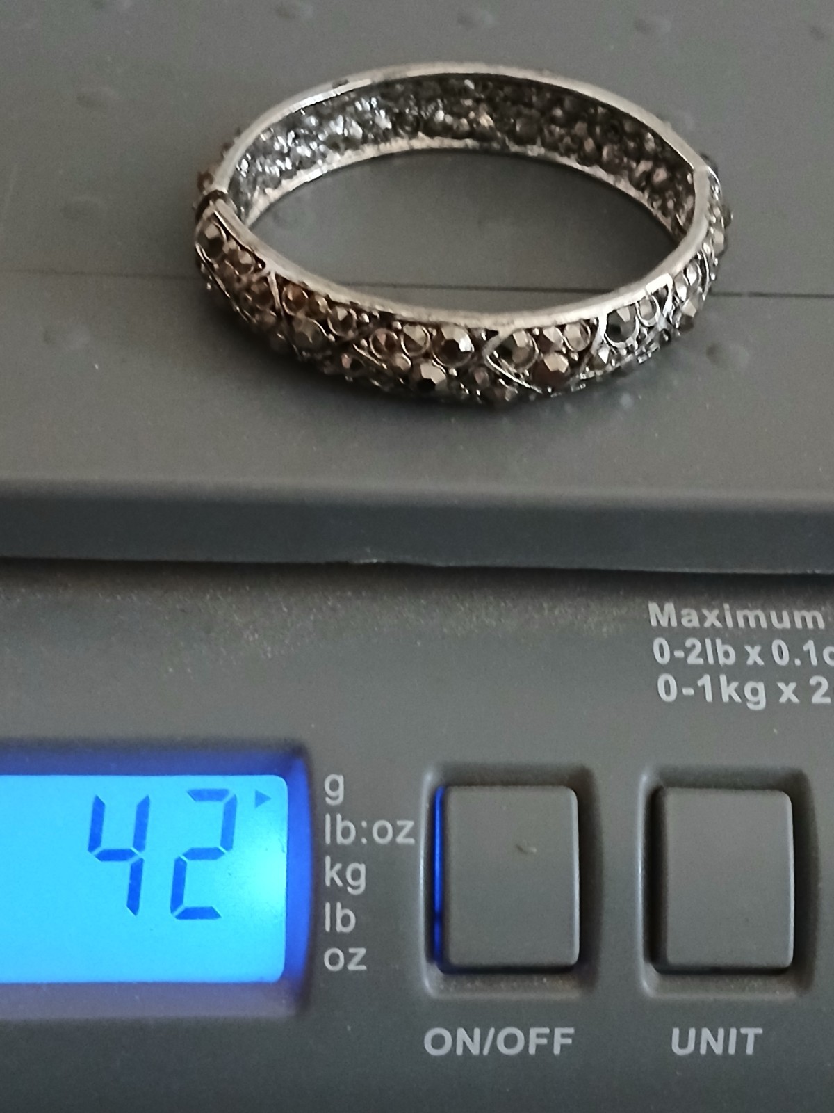 Vintage Signed Hollycraft Hinged Bangle Bracelet Silver Tone Marcasite Style