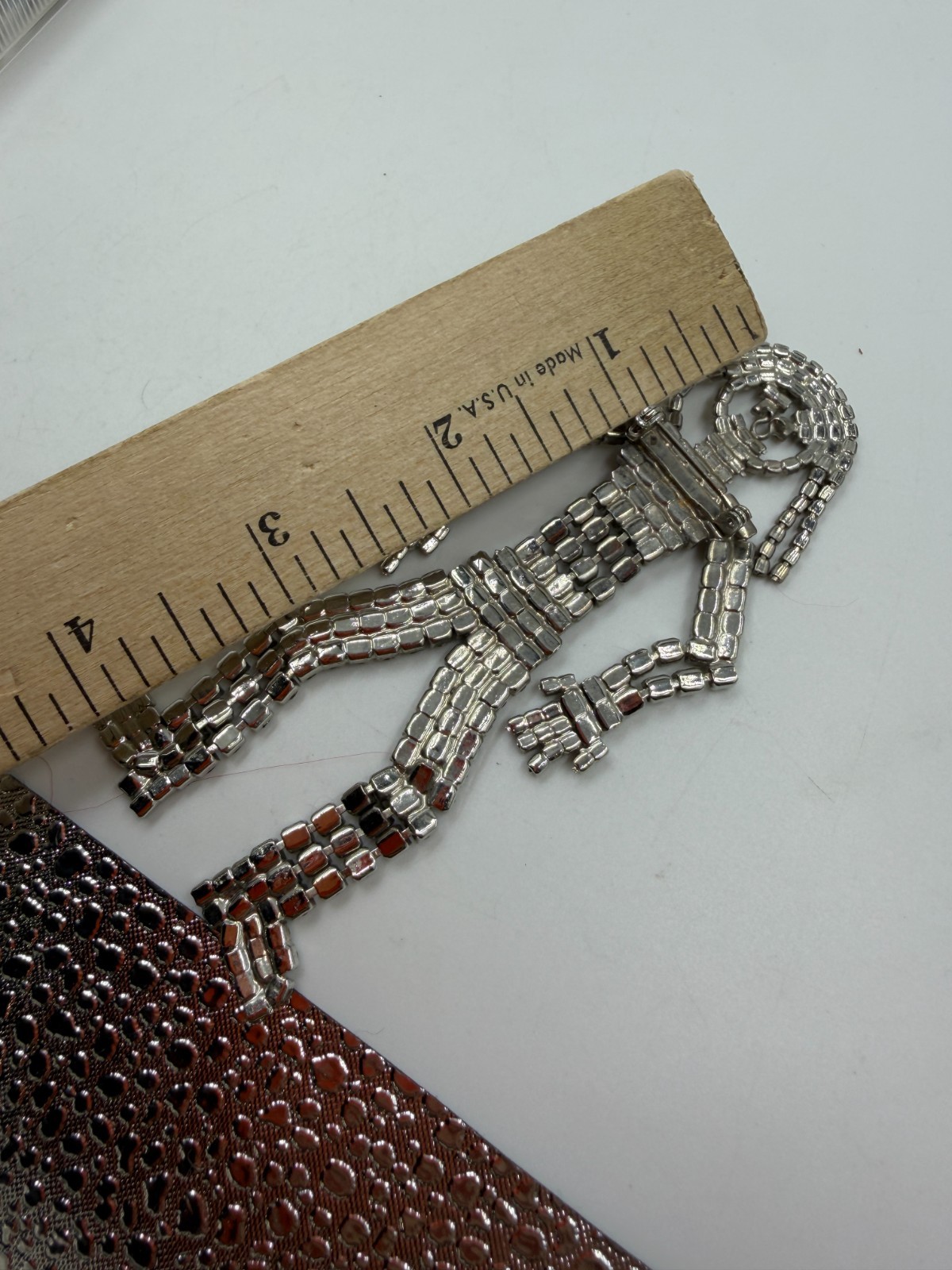Vintage Brooch Rhinestone Figural Articulated Person Girl Large Statement Clear