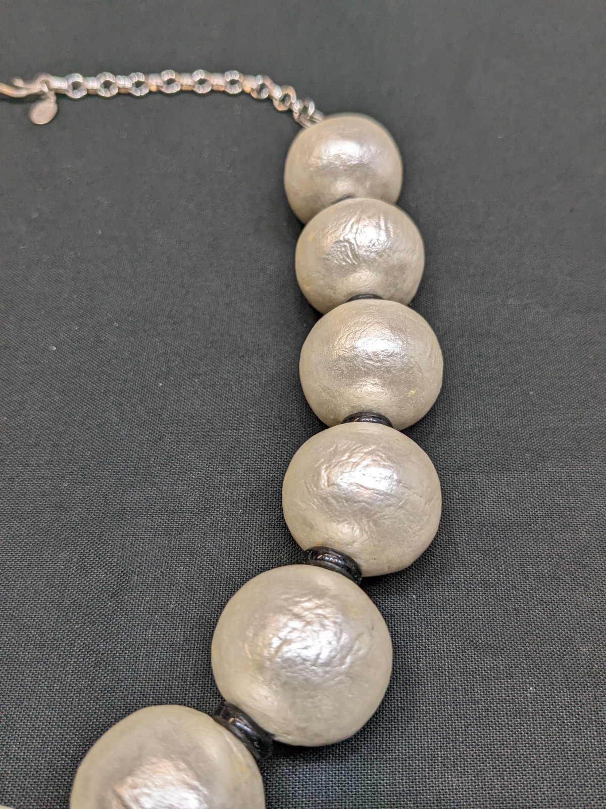 Vtg Lorrain Bell Large Light Faux Pearl Bead Necklace Chunky Runway Statement