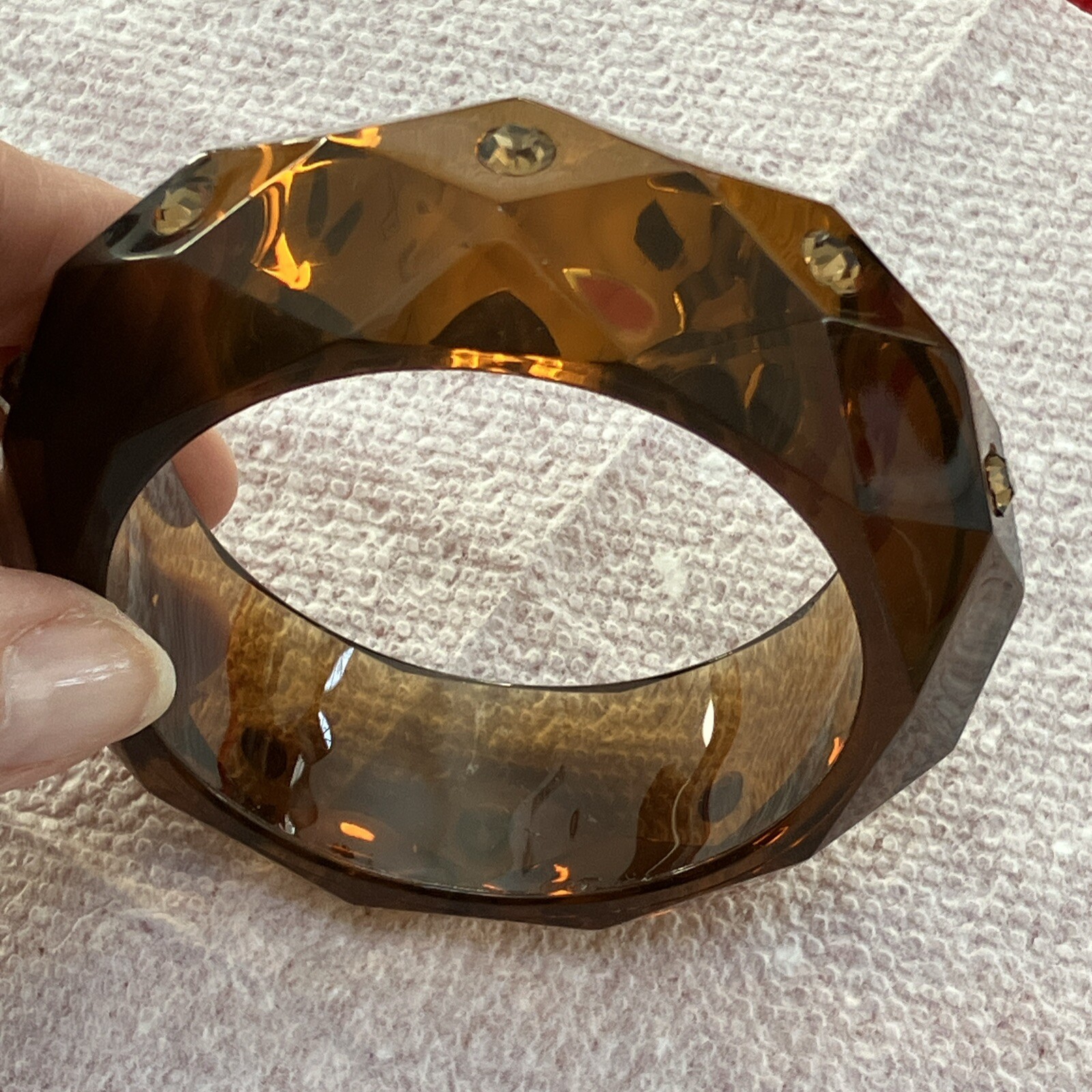 VINTAGE FACETED GEMS BANGLE BRACELET