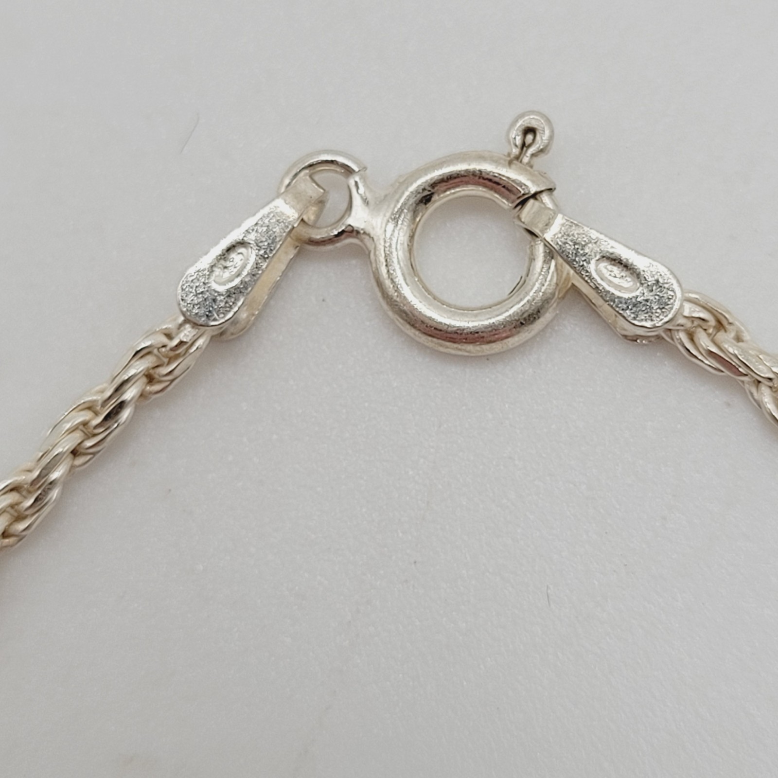 Minimalist Dainty Puffed Heart Station 925 Sterling Rope Chain Bracelet 7.25 in