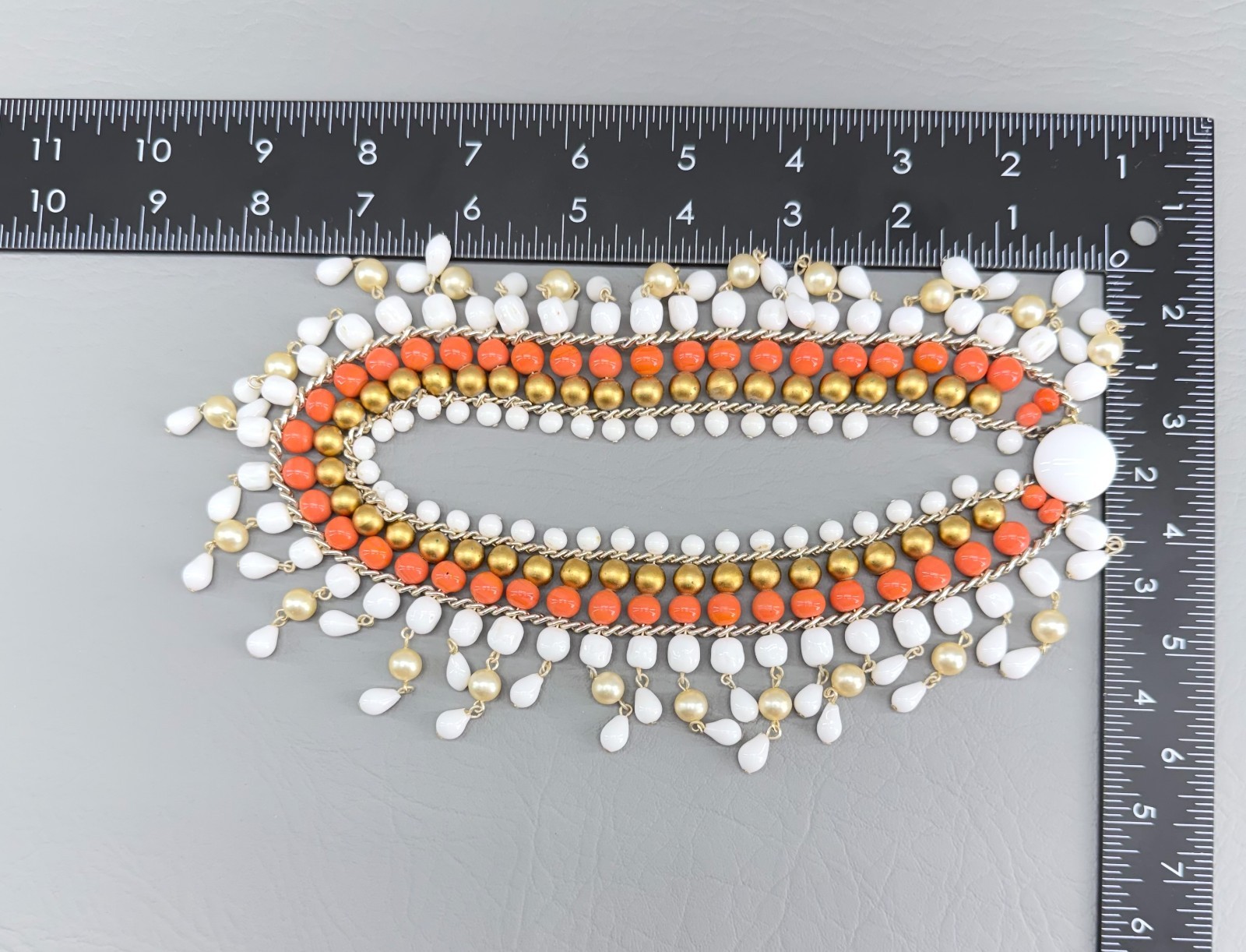 Vintage Beaded Statement Collar Necklace 13.5″ READ