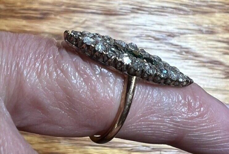 Stunning Antique Victorian Emerald & Rose Cut Diamond Ring