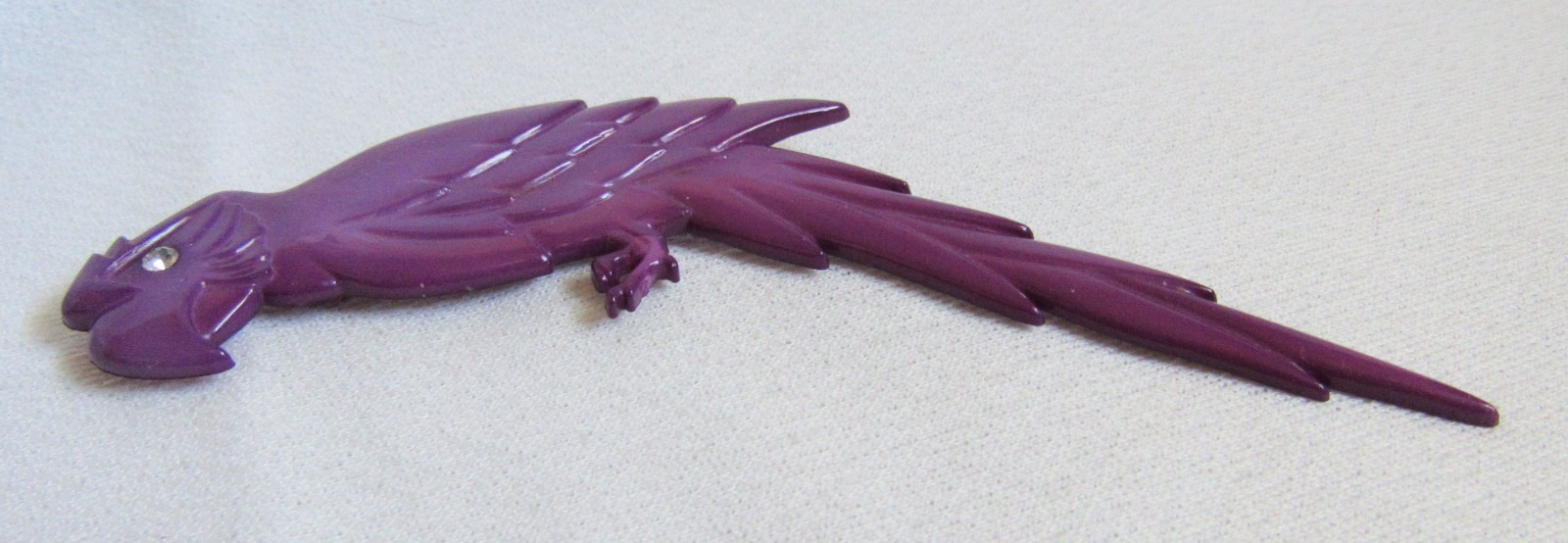 Buch & Deichmann Parrot Danish Copenhagen Denmark Purple Plastic Pin Brooch