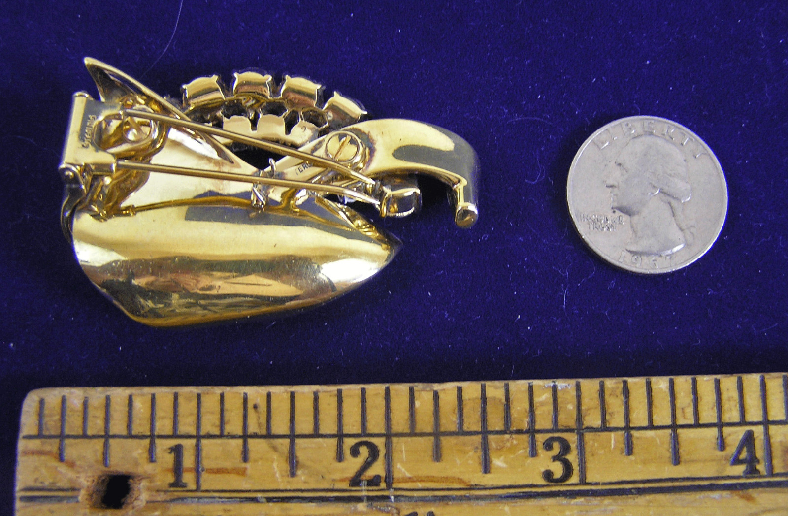 Sterling Gold Wash Clear Rhinestone Art Deco Fur Clip Brooch Pennino?