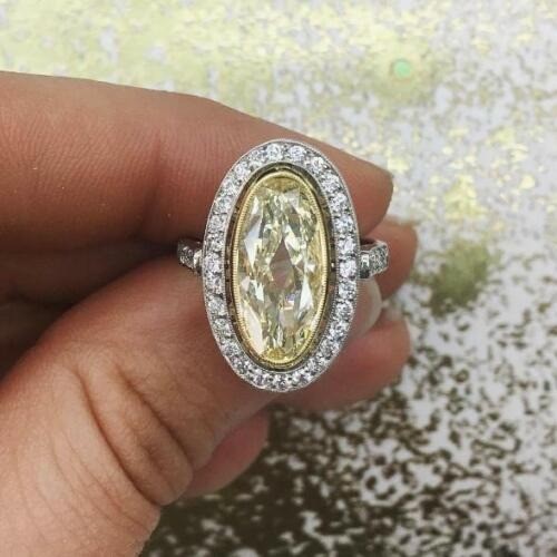 Art Deco 5.80 Ct Canary Diamond Vintage Engagement Ring 925 Sterling Silver