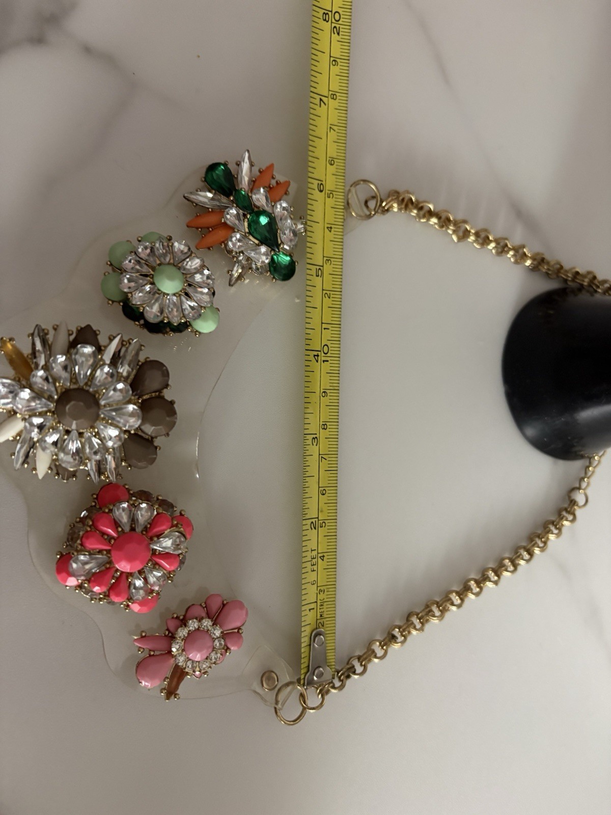 Vintage Statement Multicolor Floral Glass Bib Necklace for Women 19-24″