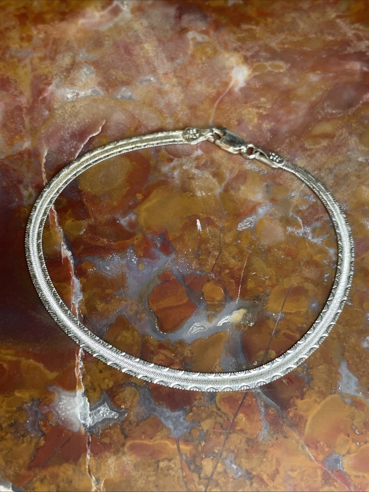 Vintage Italy Sterling Silver Textured Bracelet 7.25”
