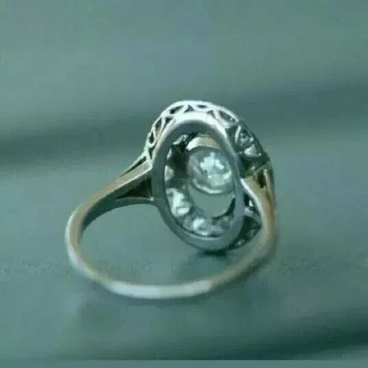 Art Deco Style Round Cut Lab Created Diamond 925 Silver Anniversary Gift Ring