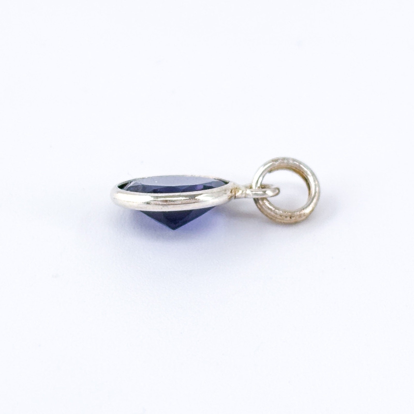 Vintage Sterling Silver 925 Blue Crystal Round Charm Pendant 1.5cm