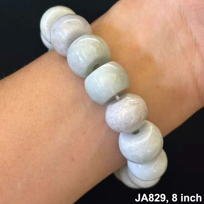 Natural Burmese Jade Jadeite Beads Bracelet Elastic, Width 18 mm