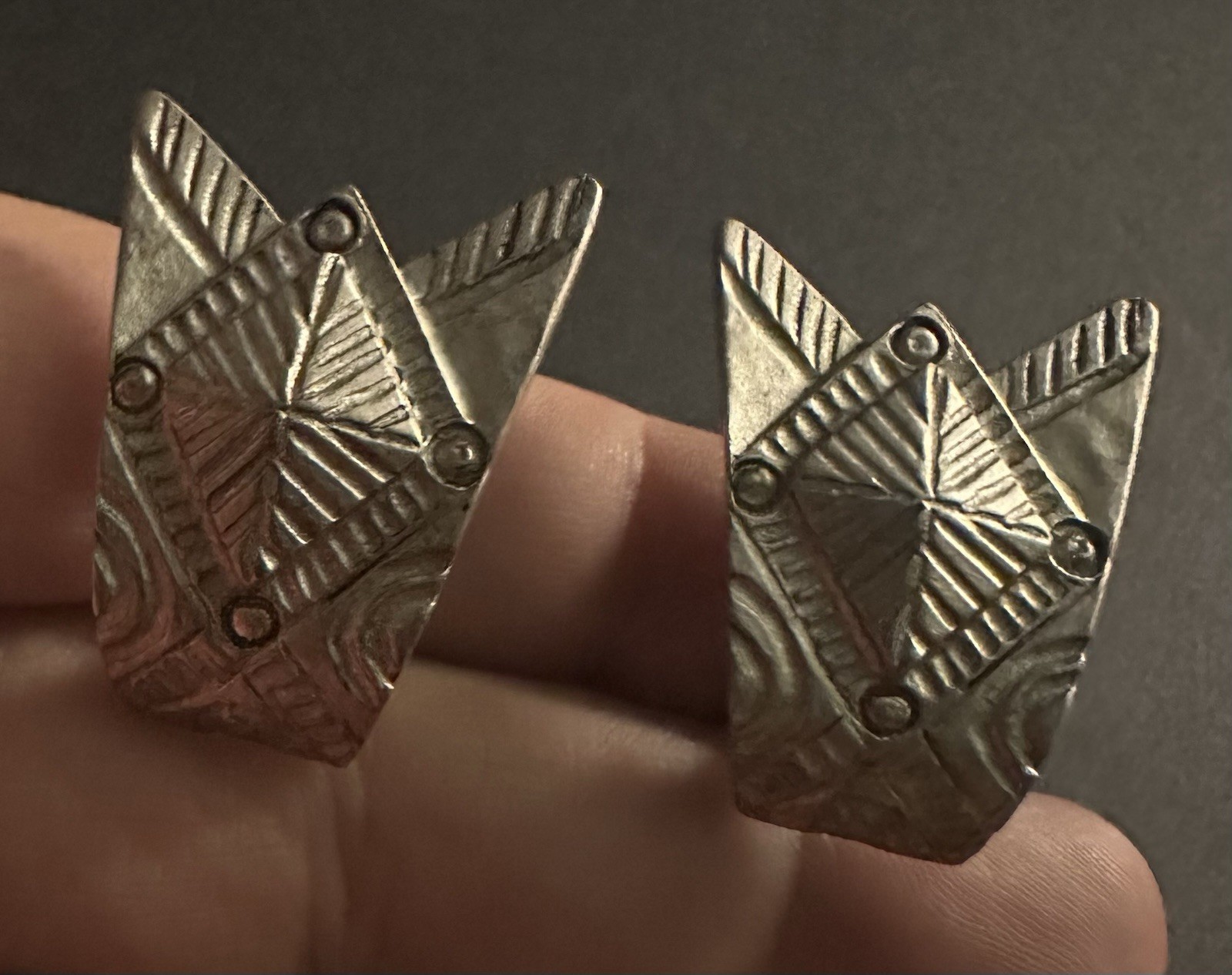 Vintage 1980s Silver Tone ORENA PARIS Clip-On Earrings ‘80s