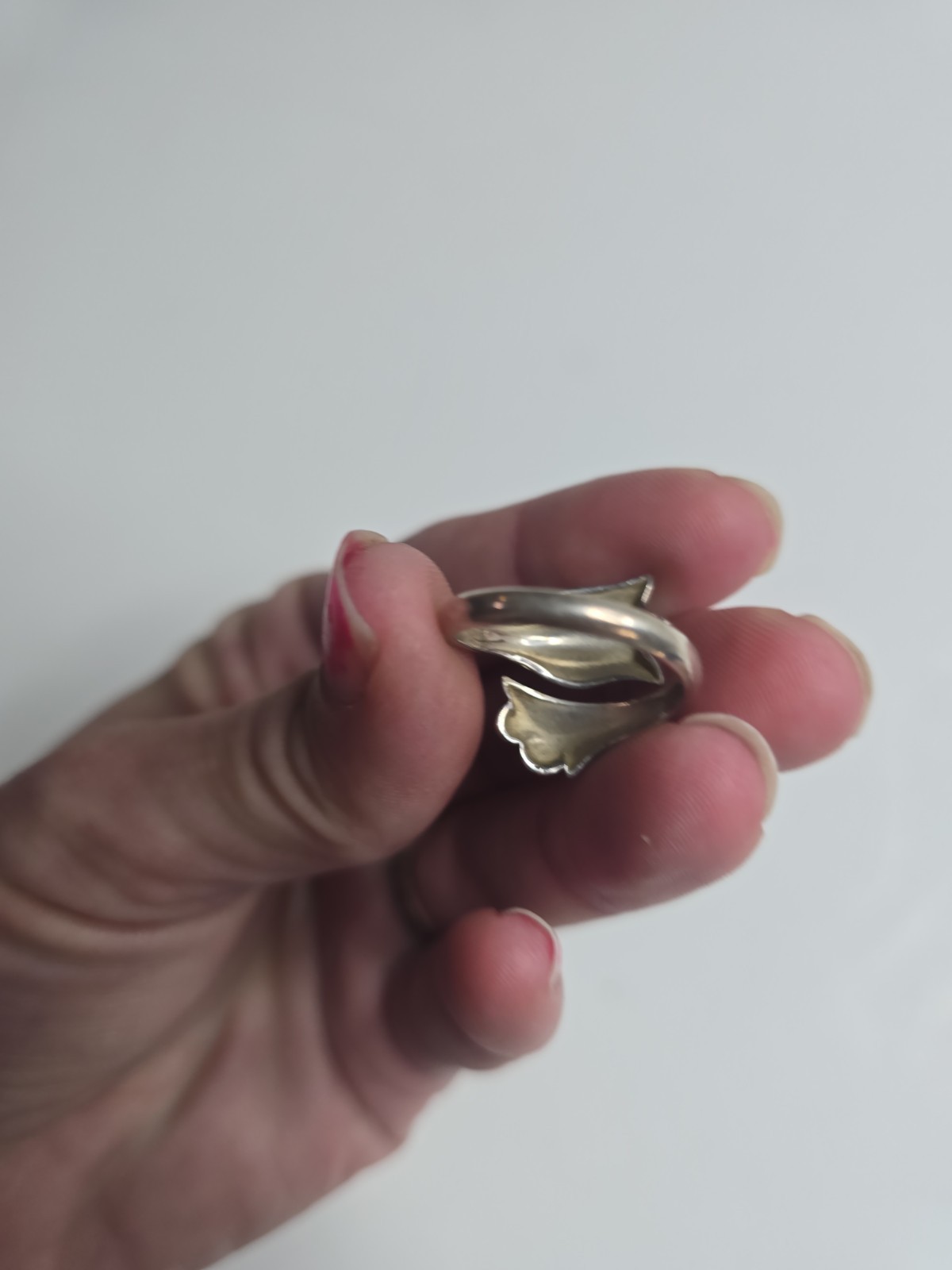 Vintage Signed Avon Sterling Silver Floral Tulip Wrap Bypass Ring Size 8