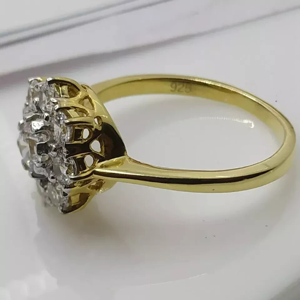 Art Deco Vintage Style Lab Created Diamond Wedding 14k Yellow Gold Finish Ring