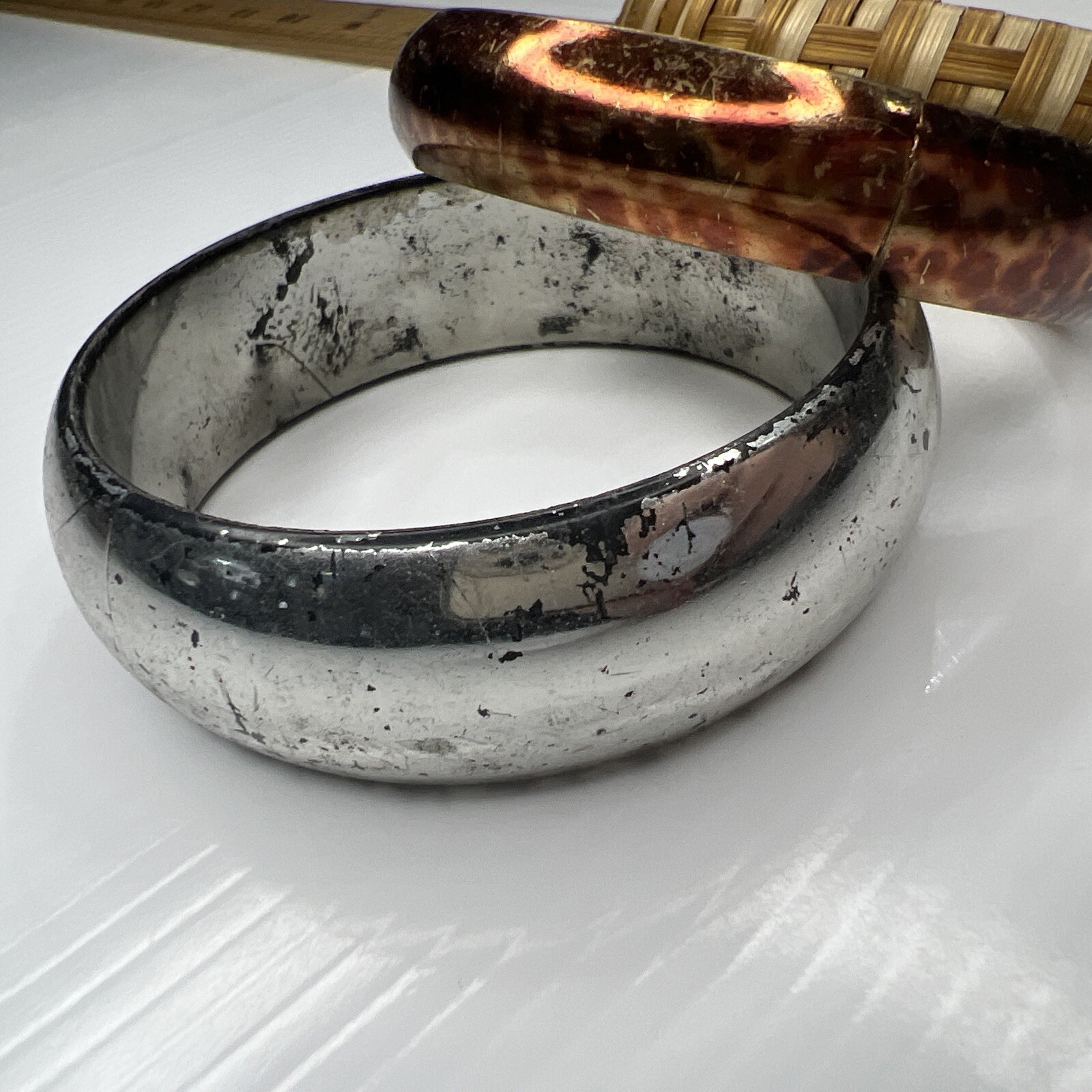 X1 Lot Silver gold spotted hemp wrapped bangles Tribal Boho Retro bracelets