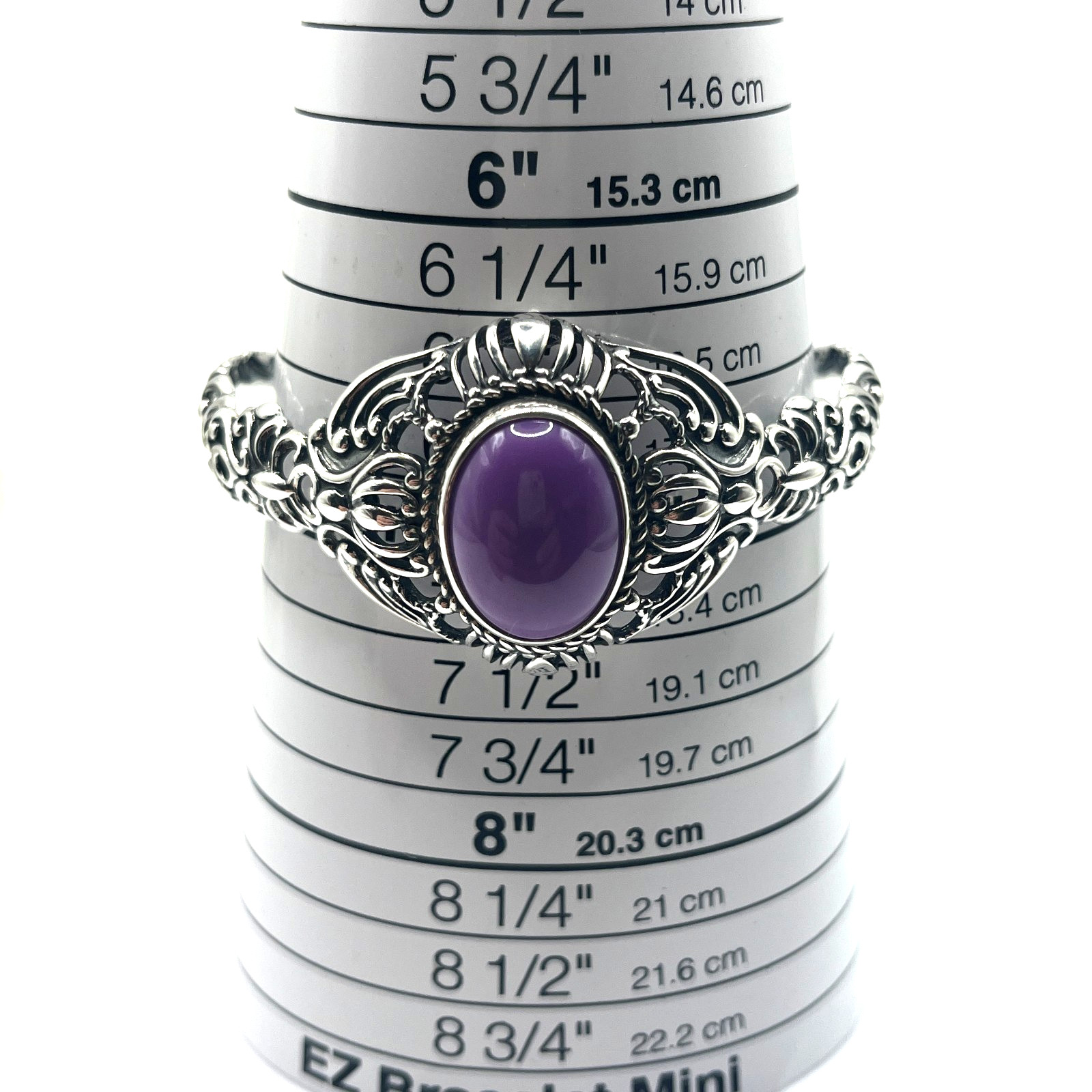 VTG Carolyn Pollack Cuff Bracelet Purple Charoite Cabochon Scroll Sterling 925