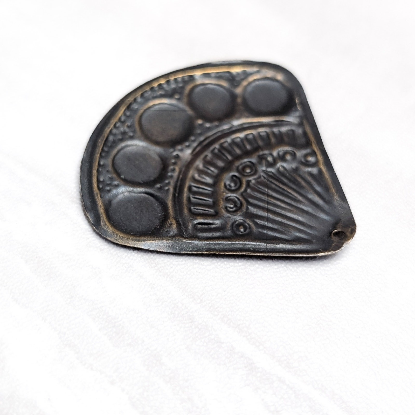 Vintage Pendant – Geometric Fan Shape with Design – No Chain Included