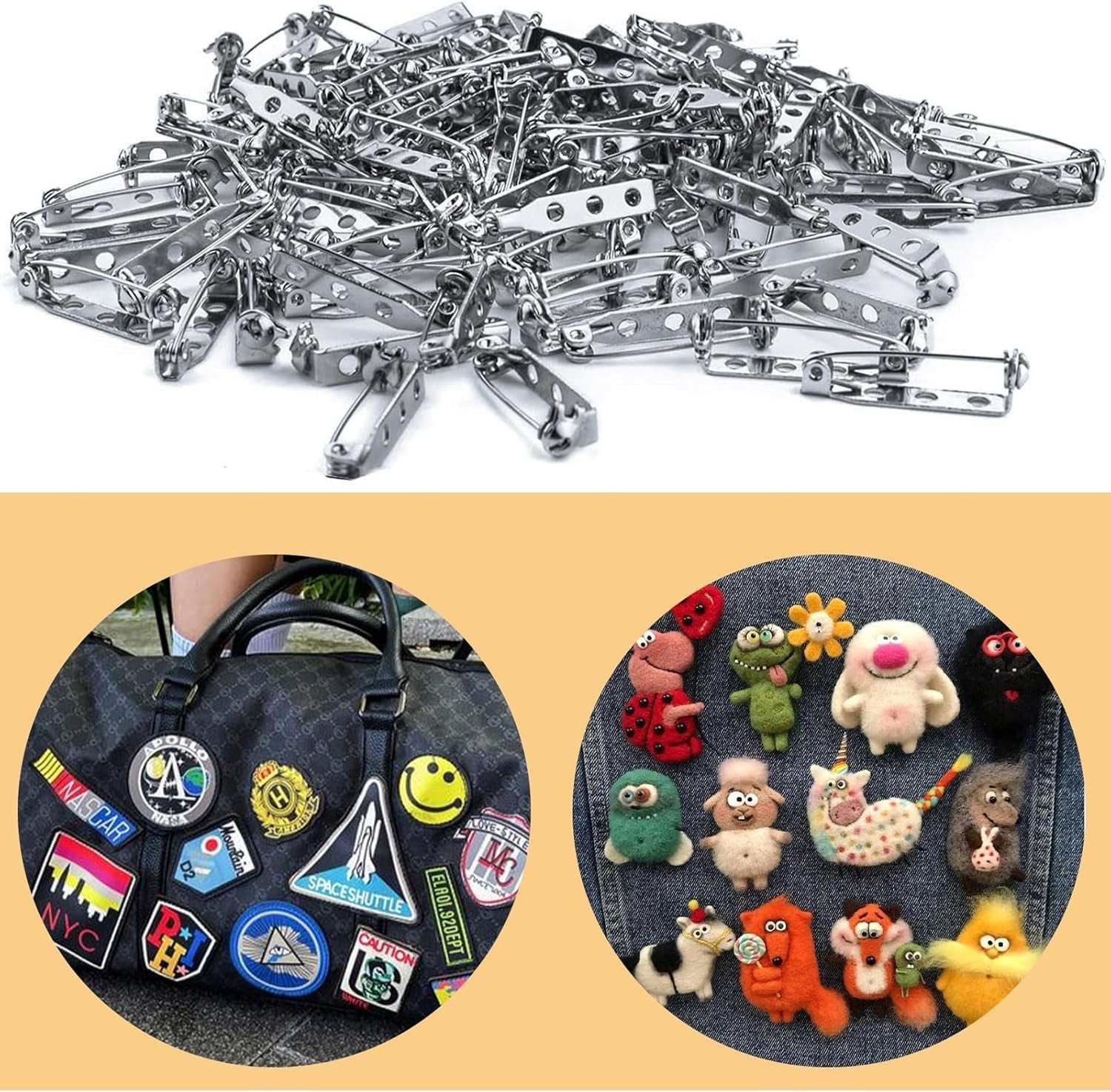 500 Pcs Silver Brooch Pin Backs 1″ Bar Pins 3 Holes Safety Clasps for Crafts, Je