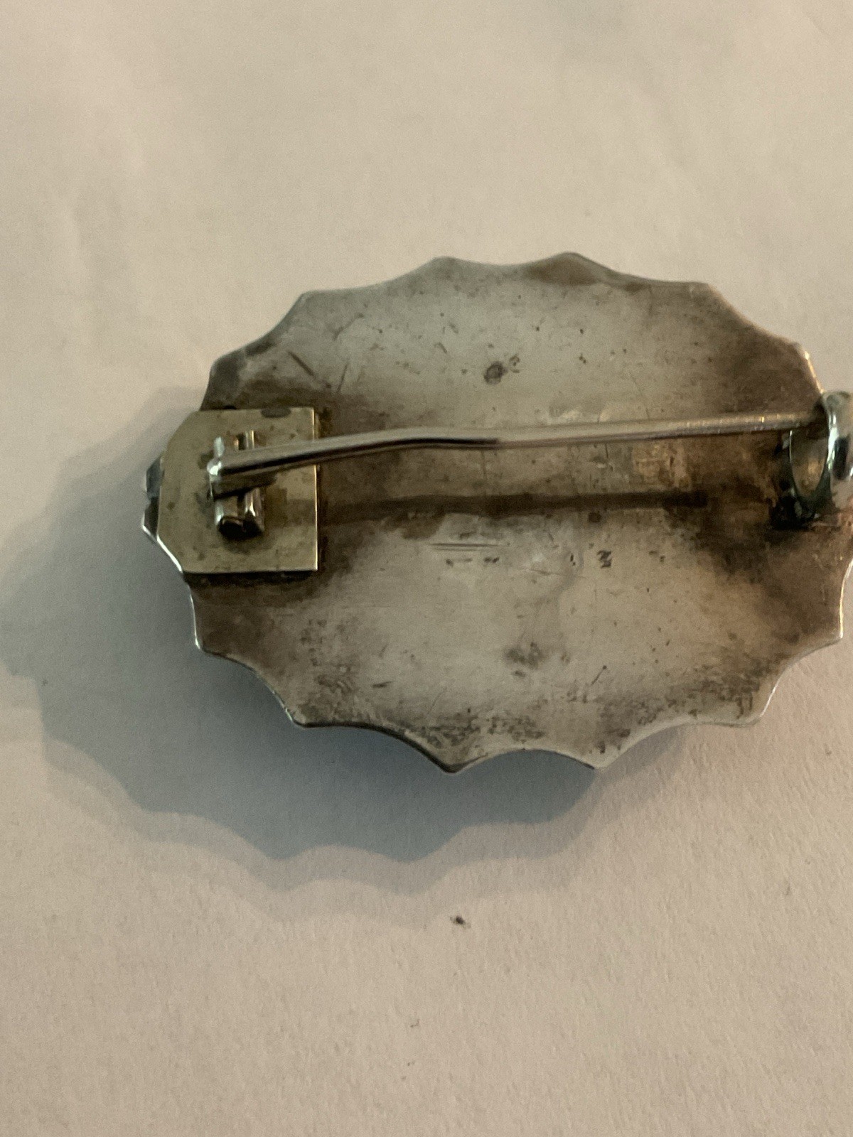 Antique Sterling Silver and Grey Agate Stone Scottish Pin 9.64 Grams