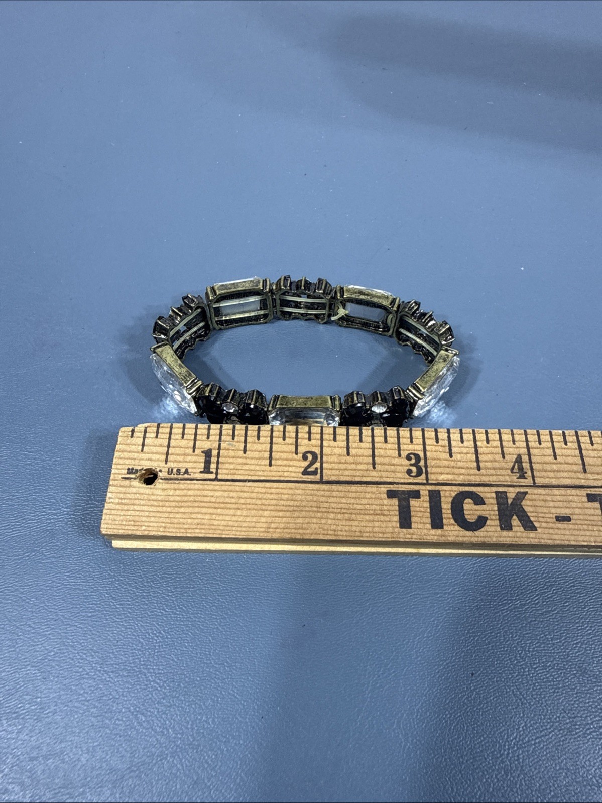 Vintage Black & Clear Rhinestone Stretch Bracelet