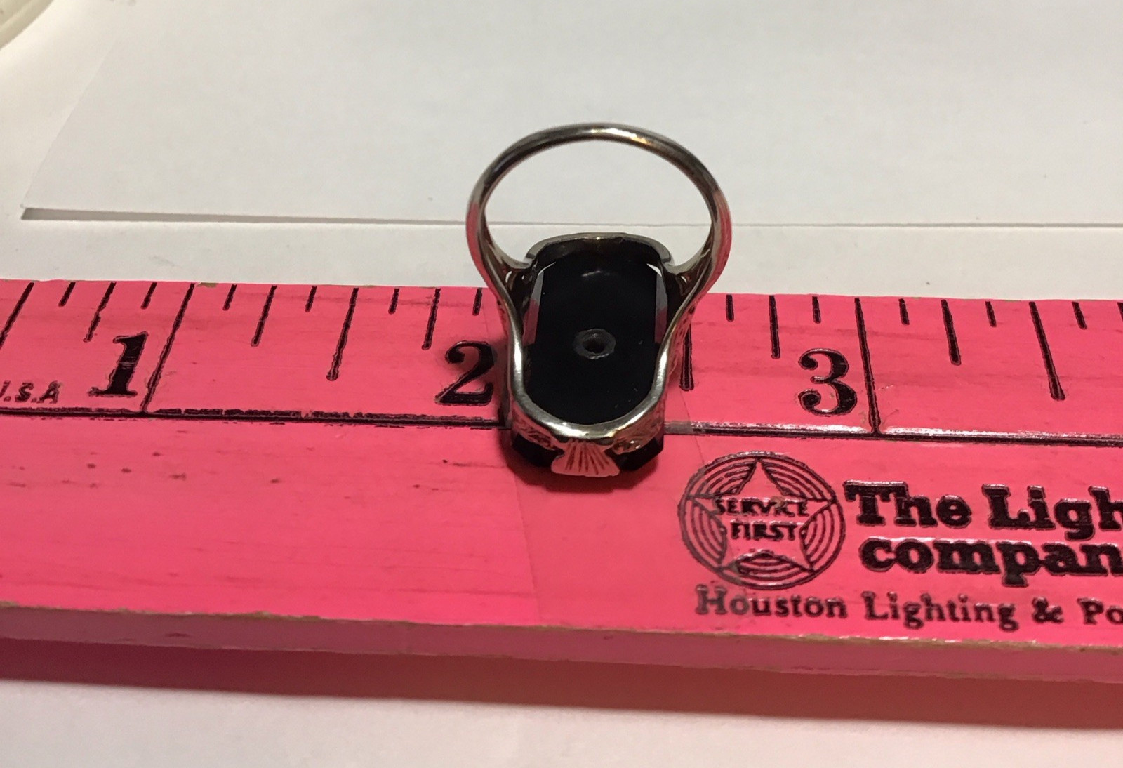 Vintage Art Deco 14k White Gold Filigree Onyx Diamond Ring Size 3.75 Pinky?