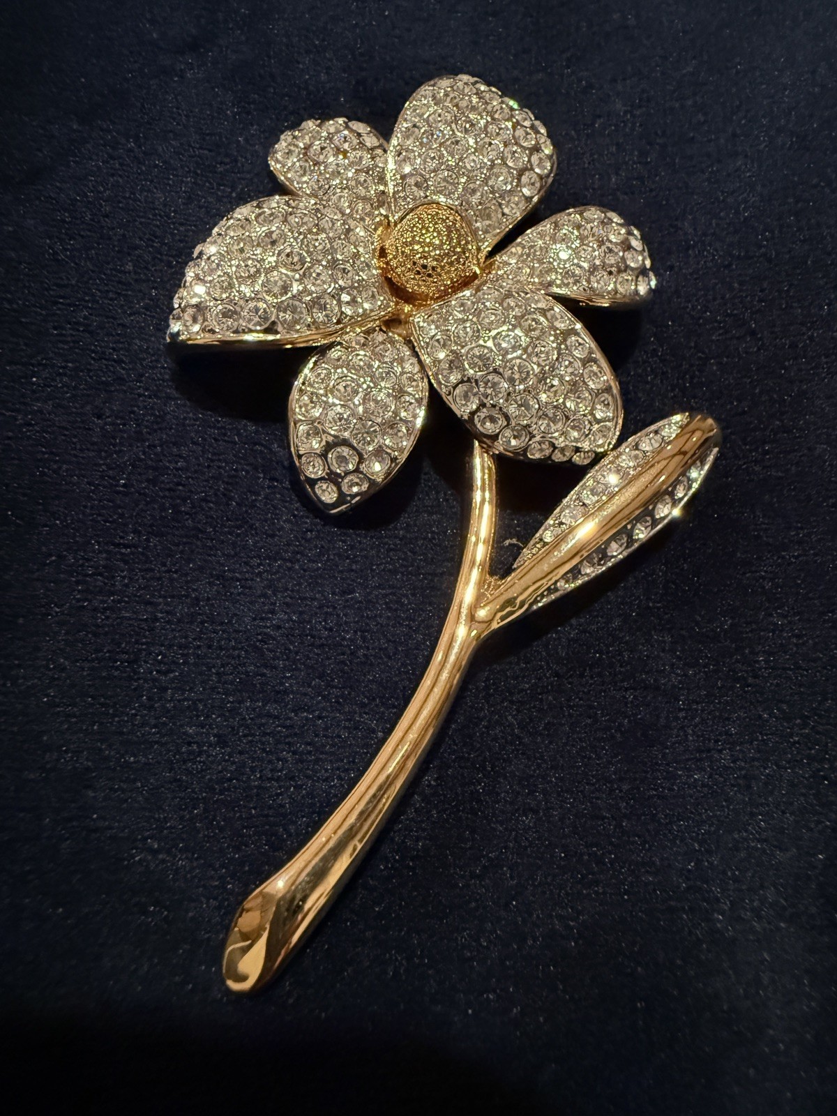 Vintage 60’s CIRO Brooch Pin Daisy Rhinestone Flower Gold-tone Finish High End