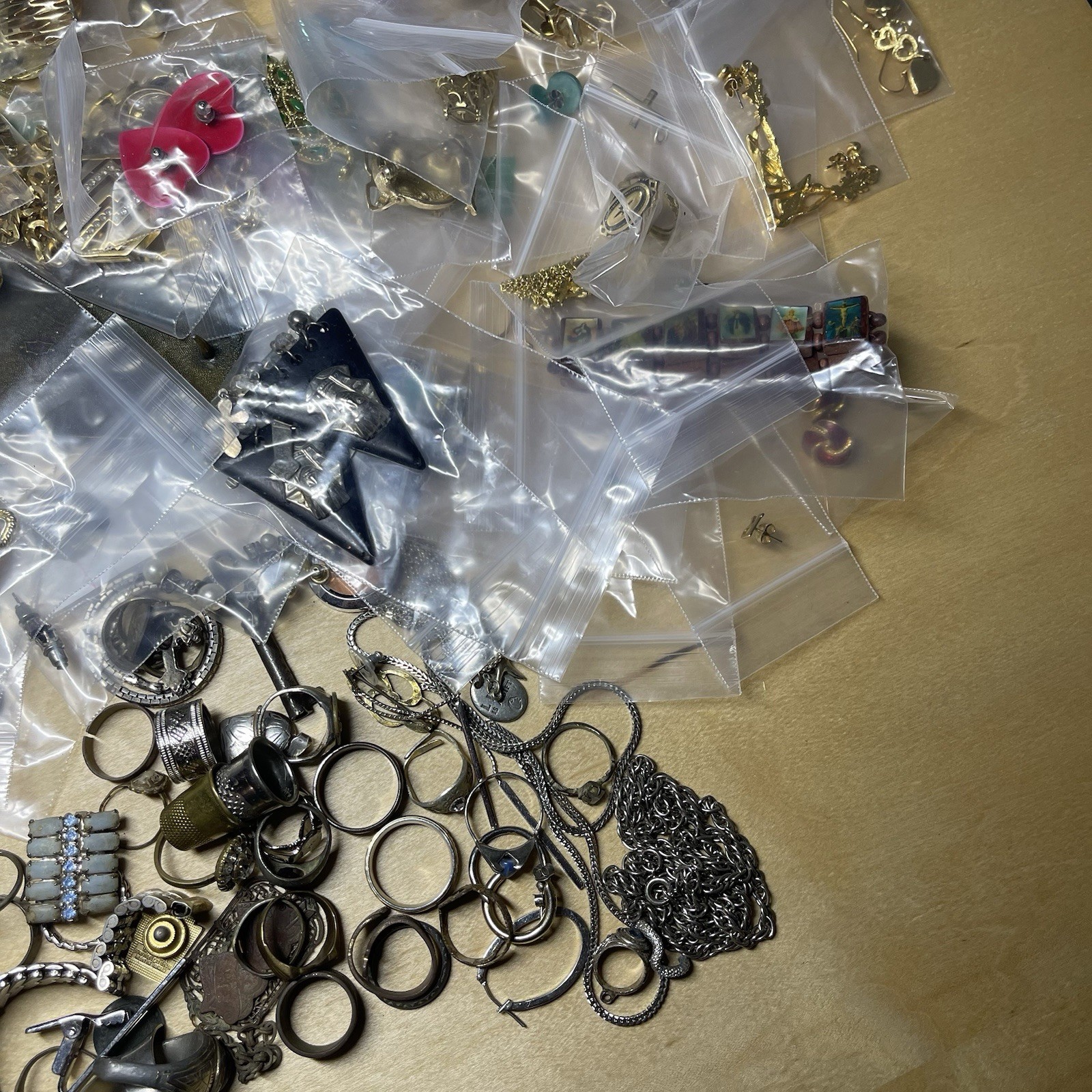 MASSIVE Vintage Costume Jewelry Lot! May be some Silver???