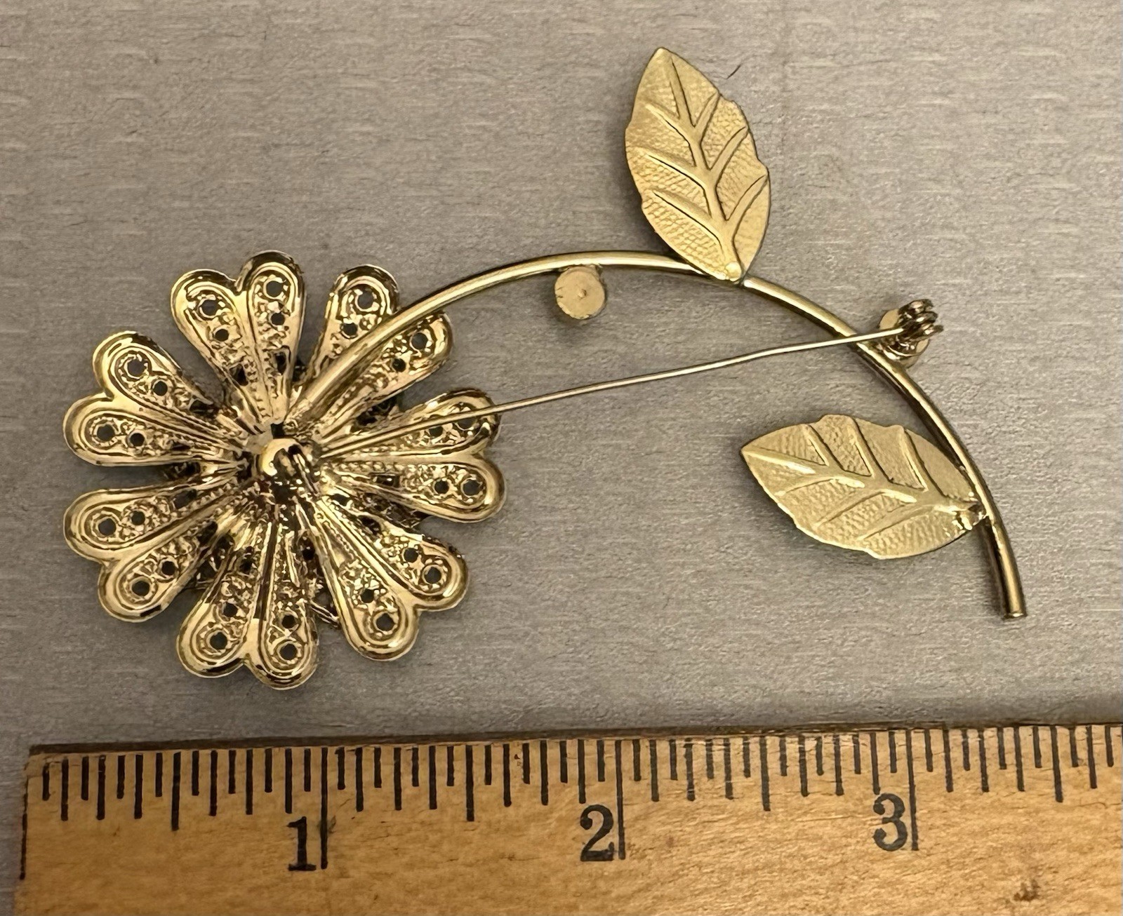 60s vintage Enamel Flower Power Brooch Mod Pop Long Stem Turquoise Lime Cobalt
