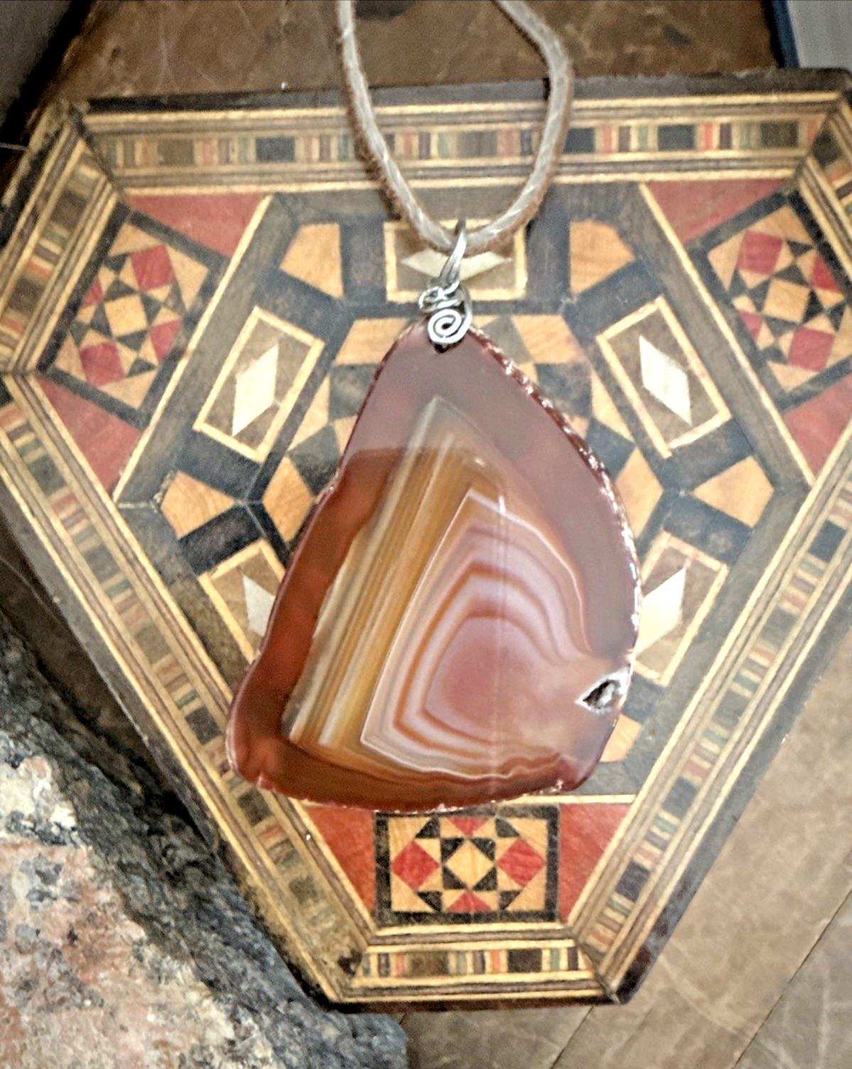AMAZING BROWN AGATE SLICE NECKLACE oneofakind Boho Festival Earthy Nature Hippie